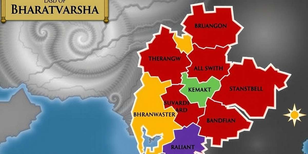 Map of Bharatvarsha in Fennel Adventure Master showing the eight major regions